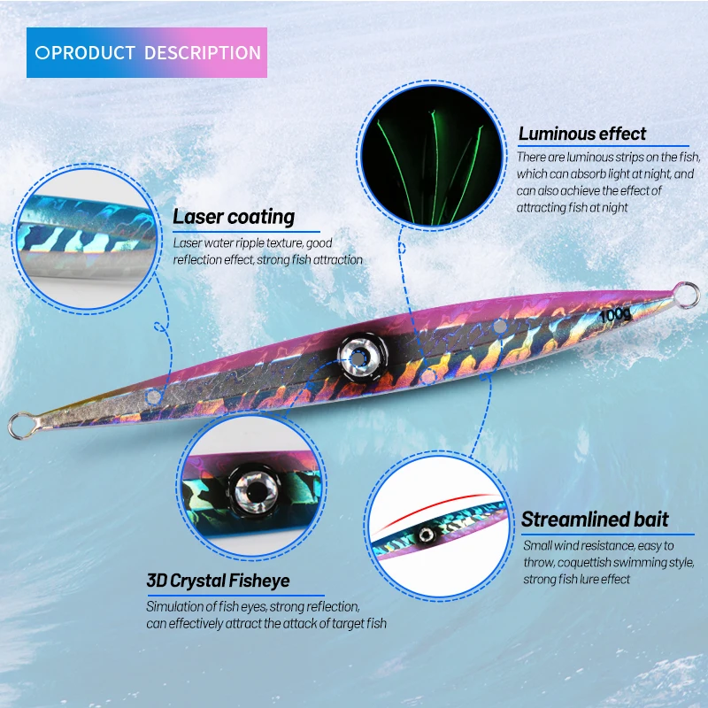 TEASER-señuelo de Jigging de hundimiento lento para pesca de lubina, cebo de agua salada, carpa, trucha, pesca, anzuelo de asistencia, 60g-500g - imagen 3