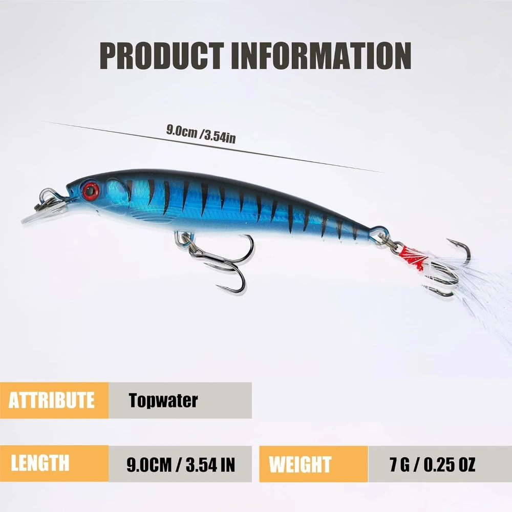 Señuelo Crankbait Larser Minnow 9cm – Anzuelo de plumas para lubina - imagen 3