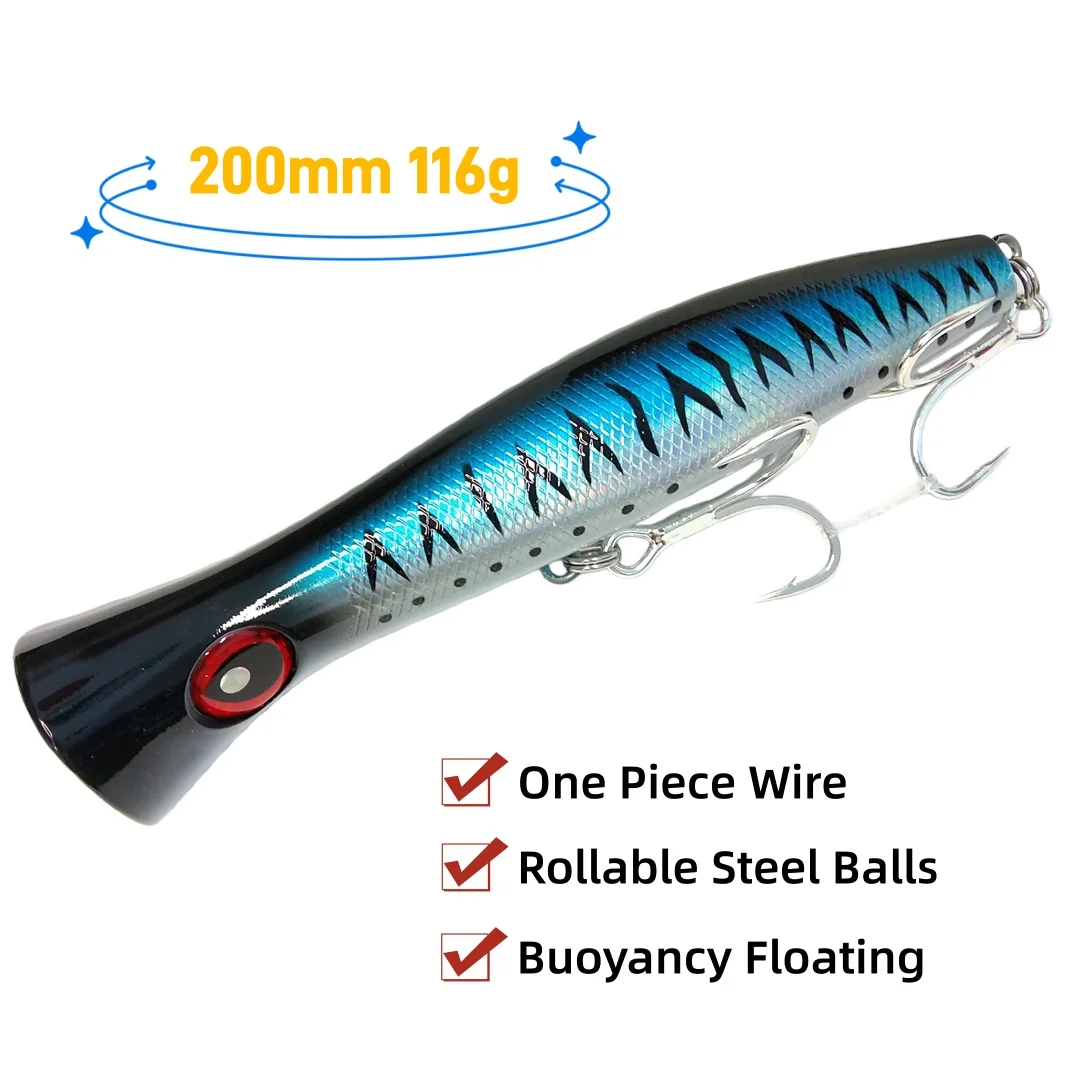 Popper de superficie Noeby – Señuelo flotante 20 cm para atún y GT - imagen 2