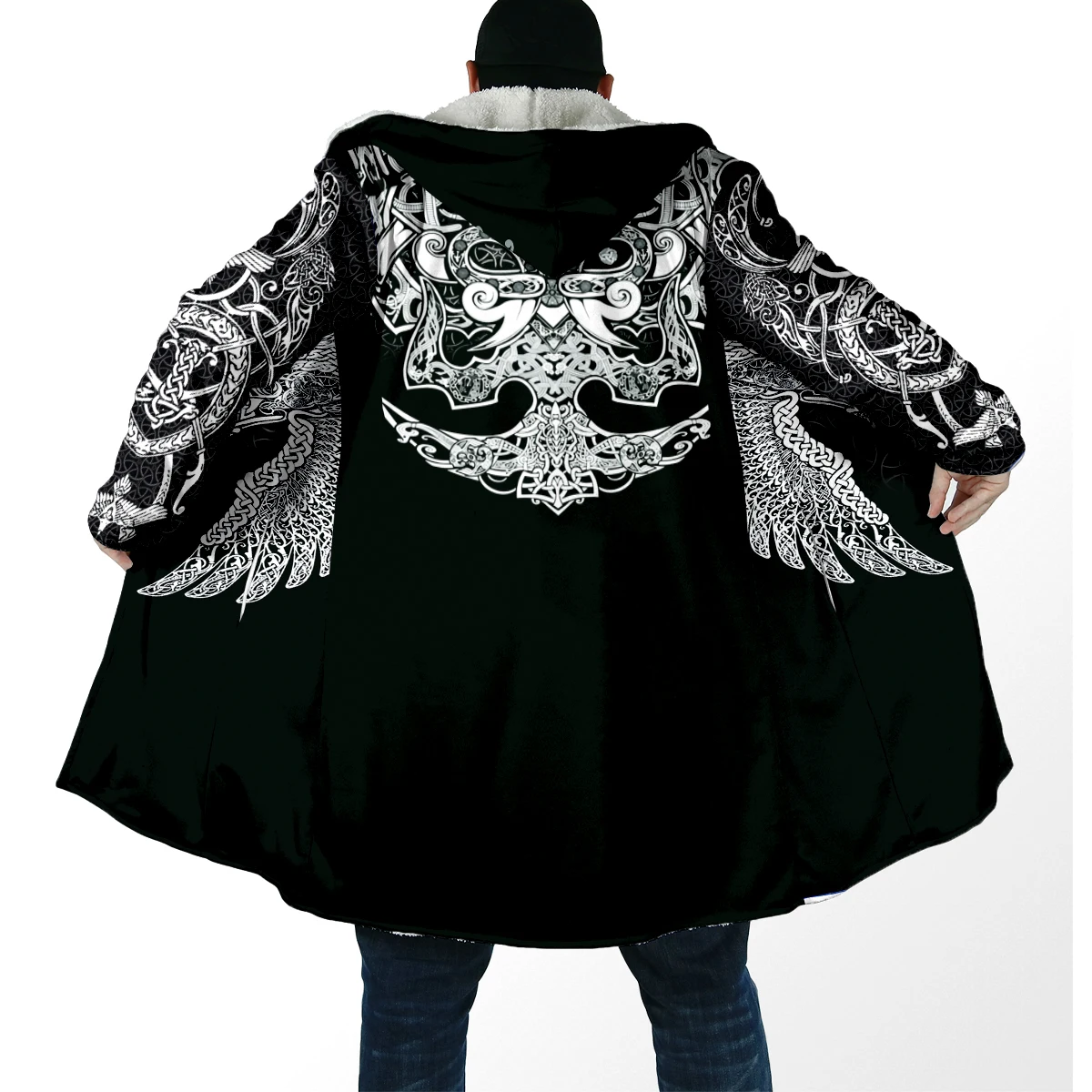 Capa de lana con capucha Vegvisir 3D – Abrigo cálido unisex - imagen 4
