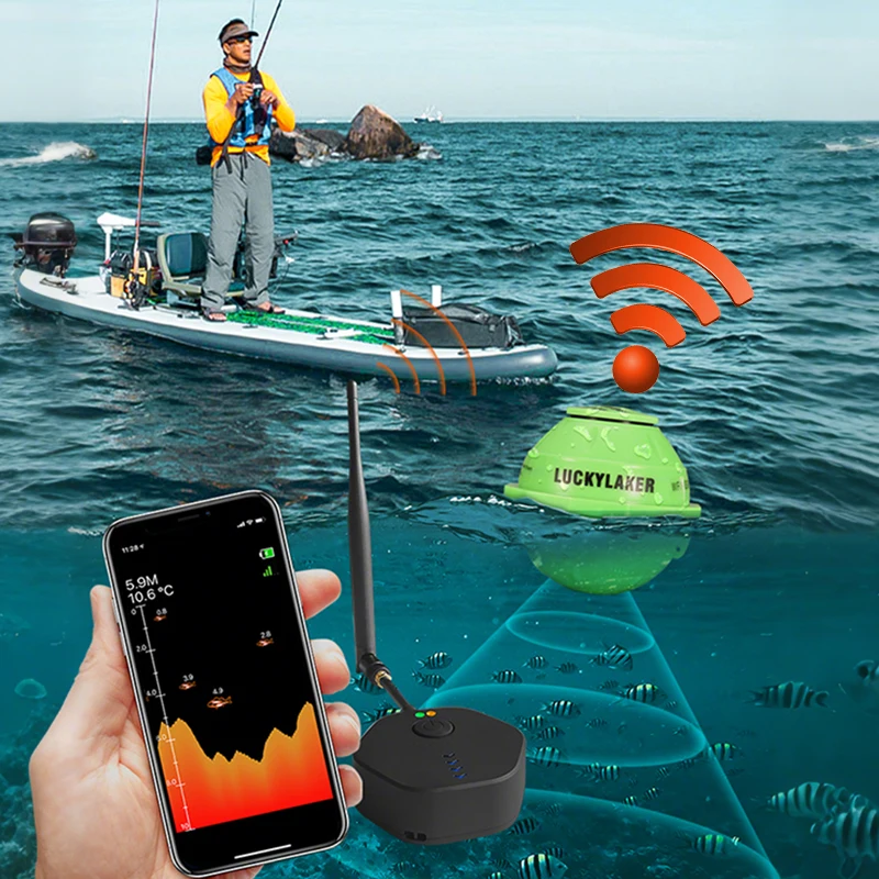 LUCKY FF916 WiFi Fish Finder Edición mejorada 120M de distancia 45M de profundidad Pesca inalámbrica Adecuado para iOS y Android Fish Finder - imagen 3