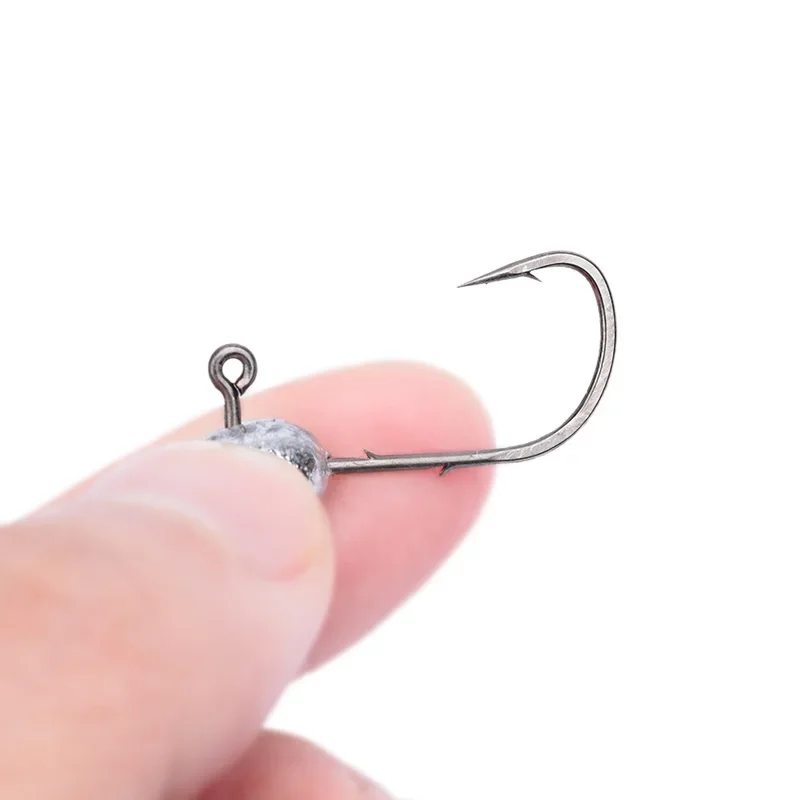 OUTKIT-Mini anzuelo con cabeza de anzuelo, 4X fuerte, pez roca, cabeza de plomo expuesta, anzuelo de púas, trucha, señuelo de gusano suave, aparejos de pesca, 10 Uds. - imagen 2