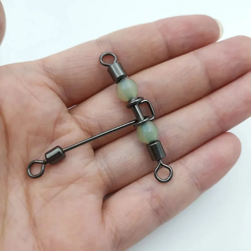 Giratorios de pesca luminosos, 10 Uds., giratorios en forma de T de 3 vías con granos espaciales, conector de broches cruzados de Peaca, aparejos de pesca - imagen 5