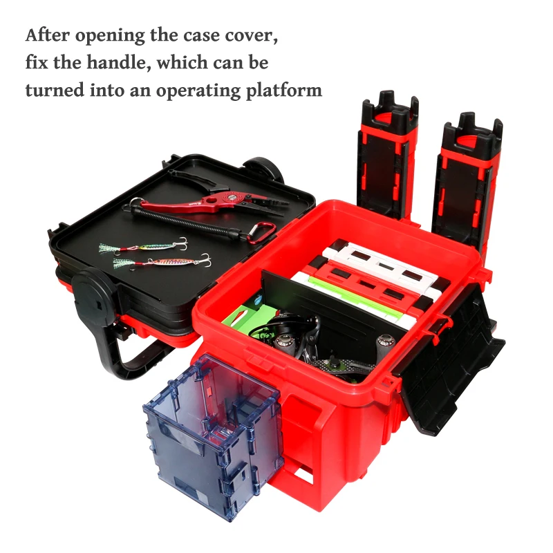 Caja de herramientas de pesca, caja de cebo de plástico multifunción, contenedor de aparejos de pescador, organizador de almacenamiento de accesorios, artículos marinos para pesca - imagen 5