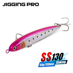 JIGGING PRO 130mm 55g señuelo tipo lápiz que se hunde señuelo de pesca de agua salada cebo de fundición a tierra atún Kingfish Amberjack