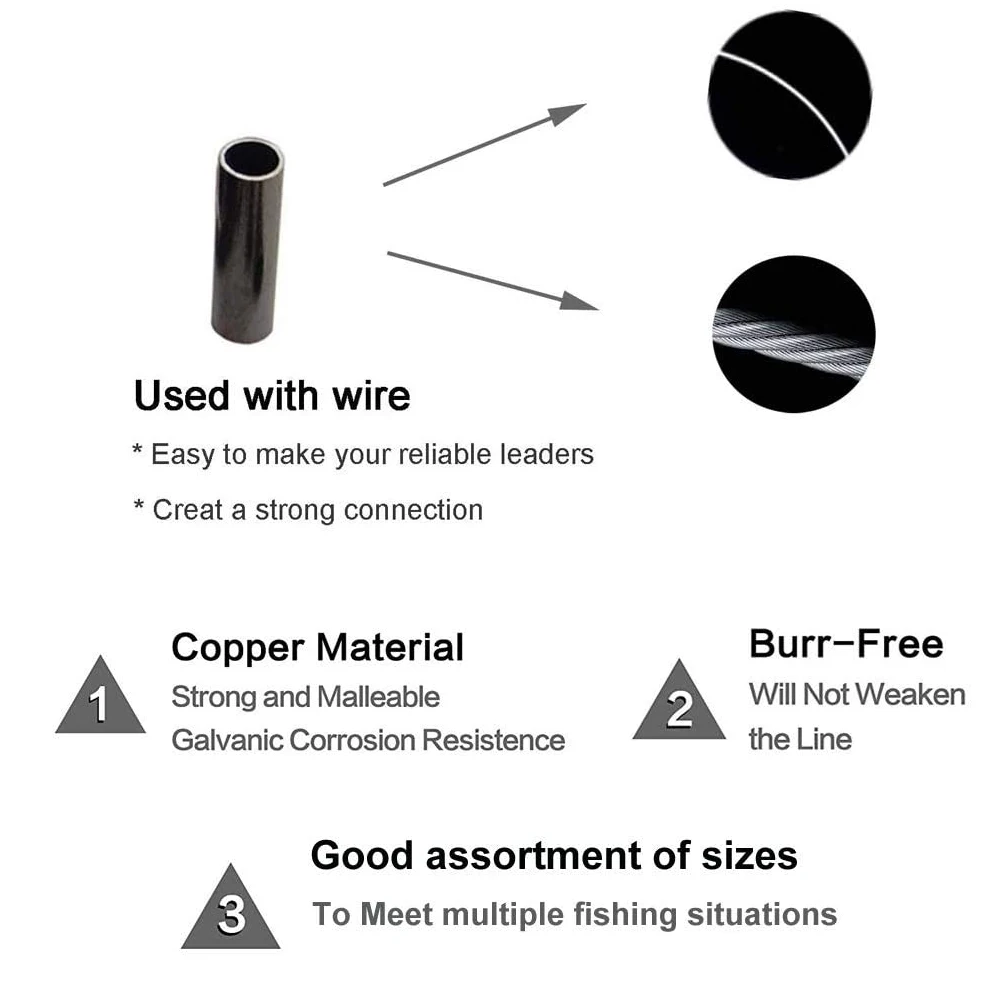 180 unids/caja 0,6mm-1,4mm tubo de pesca de cobre tubo de alambre de pesca manguitos de engarzado conector accesorios de sedal herramienta - imagen 3
