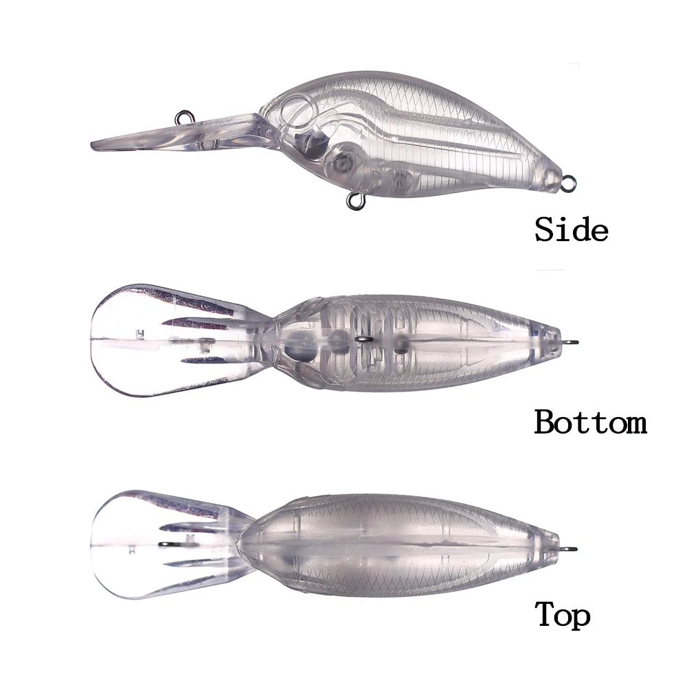 Chan'sHuang-señuelo de pesca Artificial, cebo en blanco sin pintar, 100mm, 13g, sonajero flotante, Crankbait de agua profunda, bricolaje - imagen 3