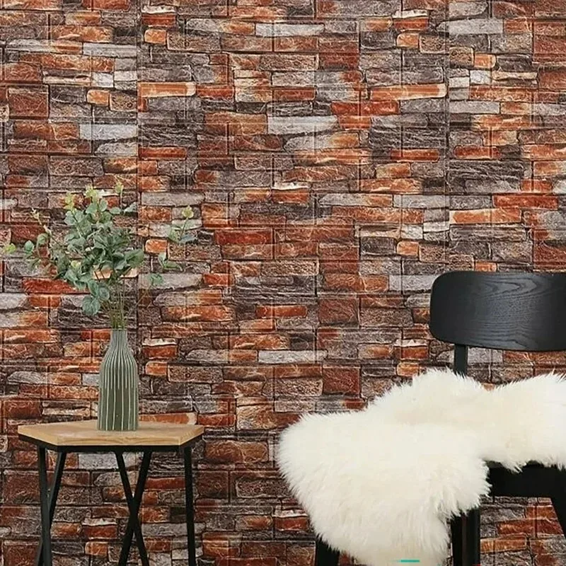 Panel de pared de ladrillo de imitación 3D, papel tapiz texturizado, arte de pared Retro decorativo para sala de estar, dormitorio, decoración del hogar - imagen 5