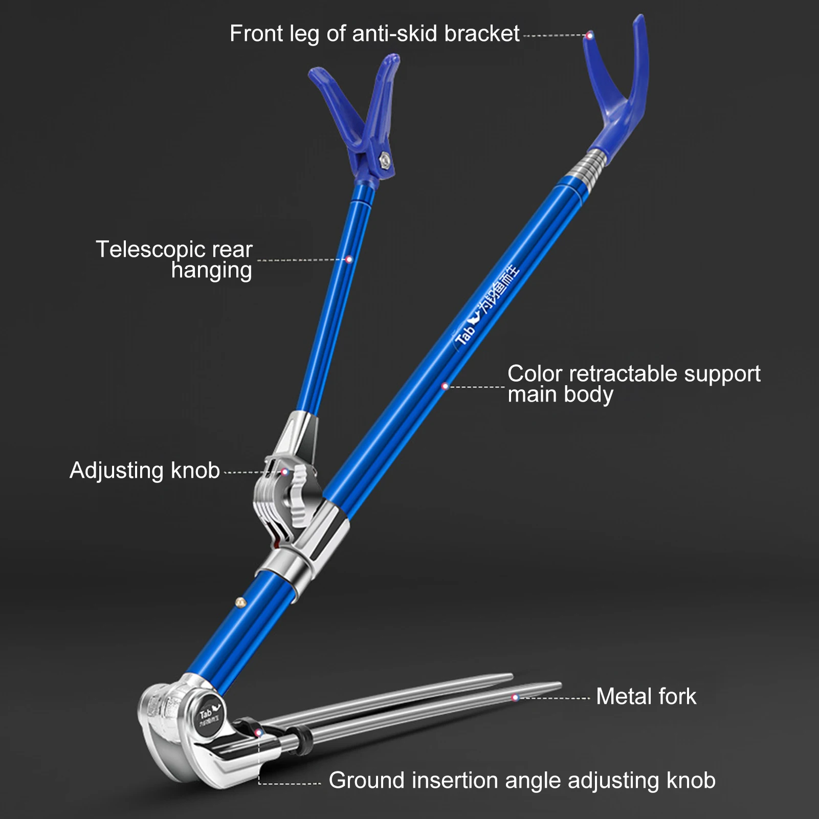 Soporte telescópico para caña de pescar, soporte portátil de aleación de aluminio para caña de pescar, soporte para caña de pescar ajustable multiángulo, engranajes de pesca - imagen 3
