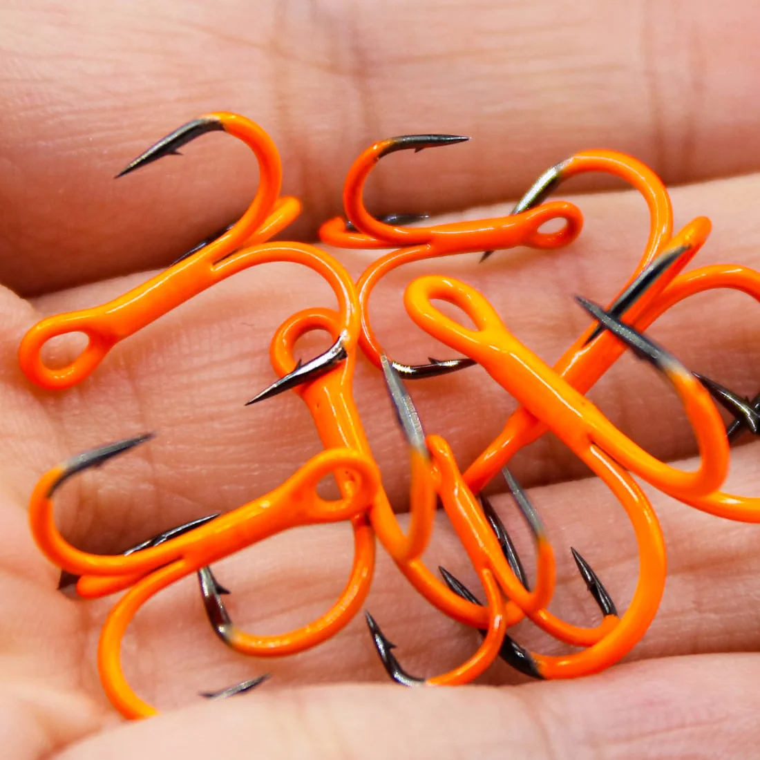 Anzuelos triples 2X fuertes naranja UV para agua dulce profunda - imagen 4