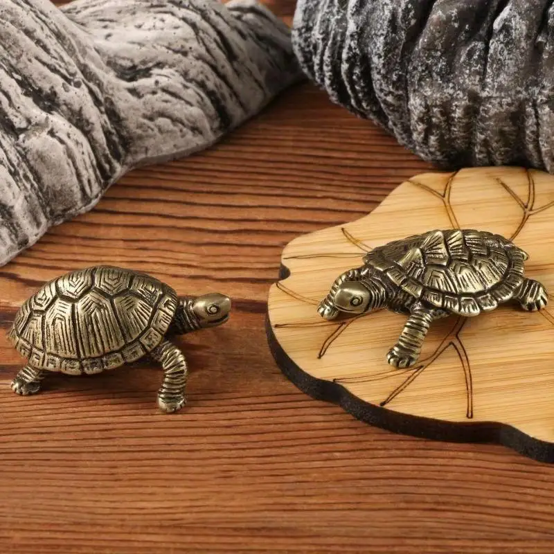 Figurita retro de tortuga de cobre para decoración - imagen 2