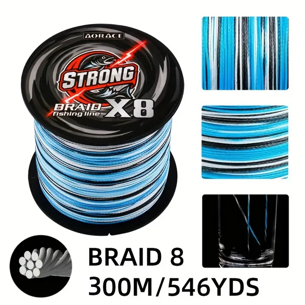 Línea de pesca multifilamento Aorace de 8 tejidos, línea de pesca trenzada de 8 hebras de 300M, línea de PE 15 20 30 40 50 65 80 100LB - imagen 4