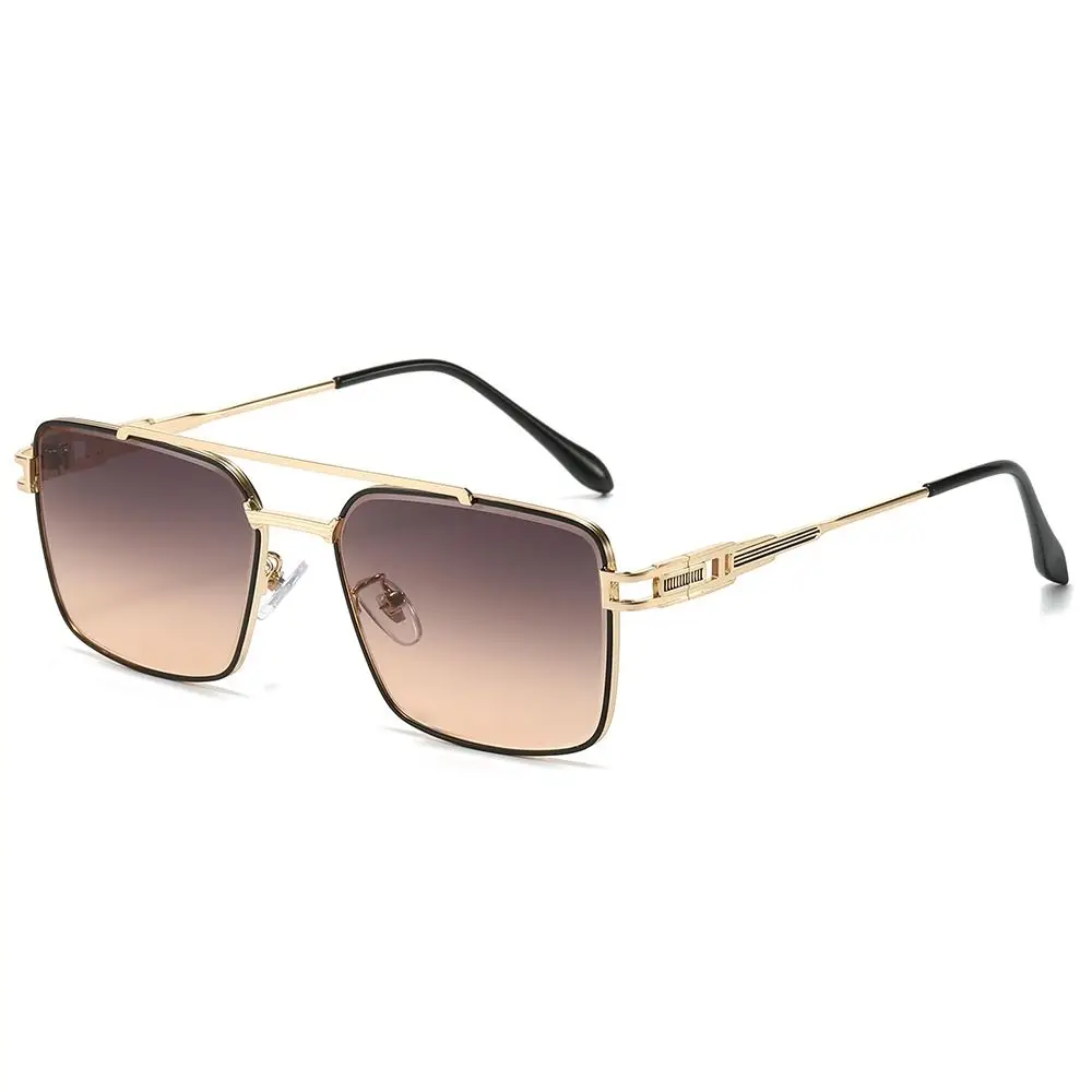 Gafas de sol de moda con doble puente y borde cortado, protección UV, gafas de sol de lujo con lentes degradados de Metal para hombres y mujeres - imagen 3