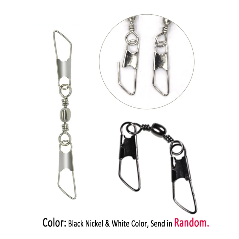 Wifreo 20 piezas barril giratorio pesca con doble presión de seguridad Pin de cambio rápido # 18- # Conector de pesca 5/0, anzuelo giratorio, aparejos de carpa - imagen 4