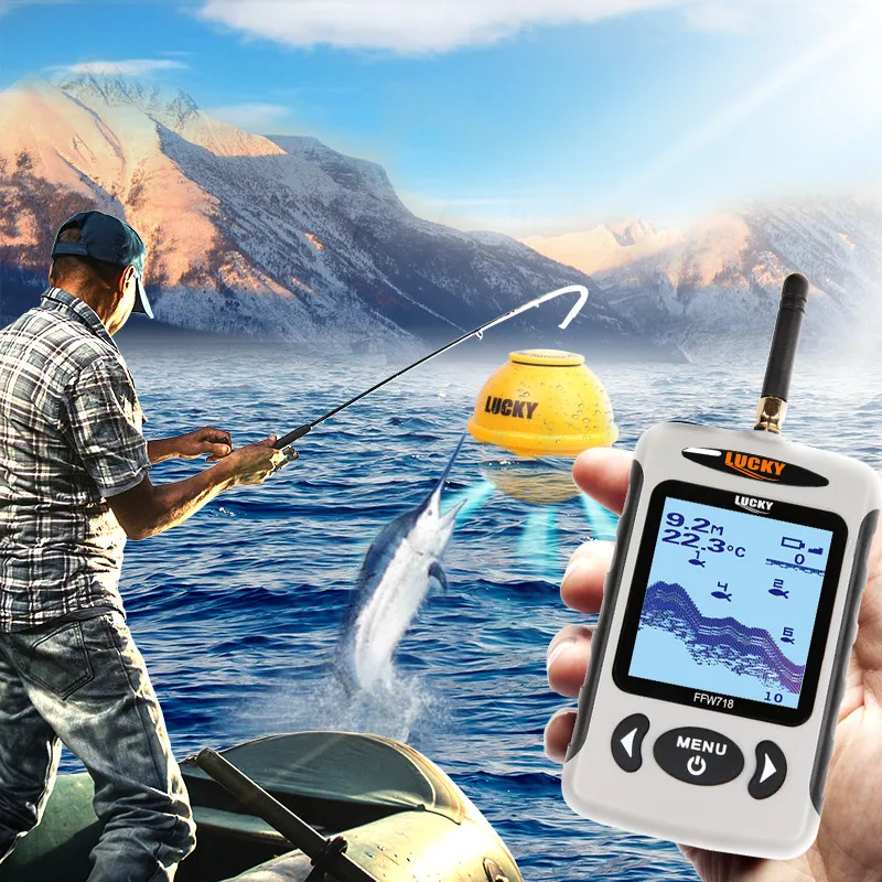 LuckyFFW718LA Draadloze Draagbare Fishfinder 45M/135FT Sonar Dieptemeter Alarm Ocean River Lake - imagen 2