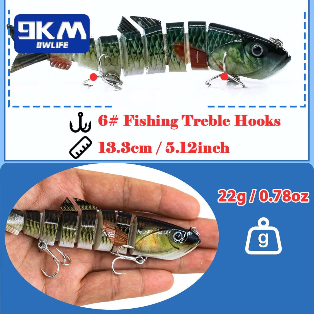 Señuelos de pesca multiarticulados Swimbait 22g para lubina trucha Topwater señuelos trucha Walleye Pike Bass señuelo de pesca de agua dulce 13cm - imagen 5