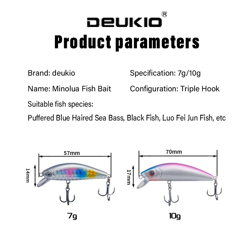 Señuelo de pesca DEUKIO, cebo de natación, pececillo, Mini manivela, cebo oscilante, cebo Artificial para lubina, perca, Lucio, pesca de trucha - imagen 2