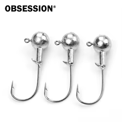 OBSESSION A016 50 Uds anzuelos con cabeza de anzuelo 1g 1,5g 2g 2,5g 3,5g 5g 7g 10g 14g 20g Jig cebo duro anzuelo de gusano suave anzuelo de Pesca