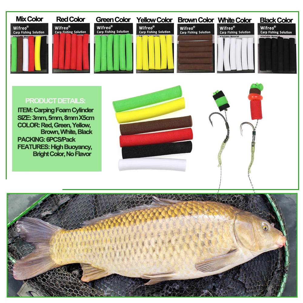 Wifreo 12 uds/2 bolsas 3mm 5mm 8mm pesca de carpa Pop Up espuma Zig Rig palos de espuma aparejo de pelo flotante carpa pesca cebo Terminal aparejos - imagen 4
