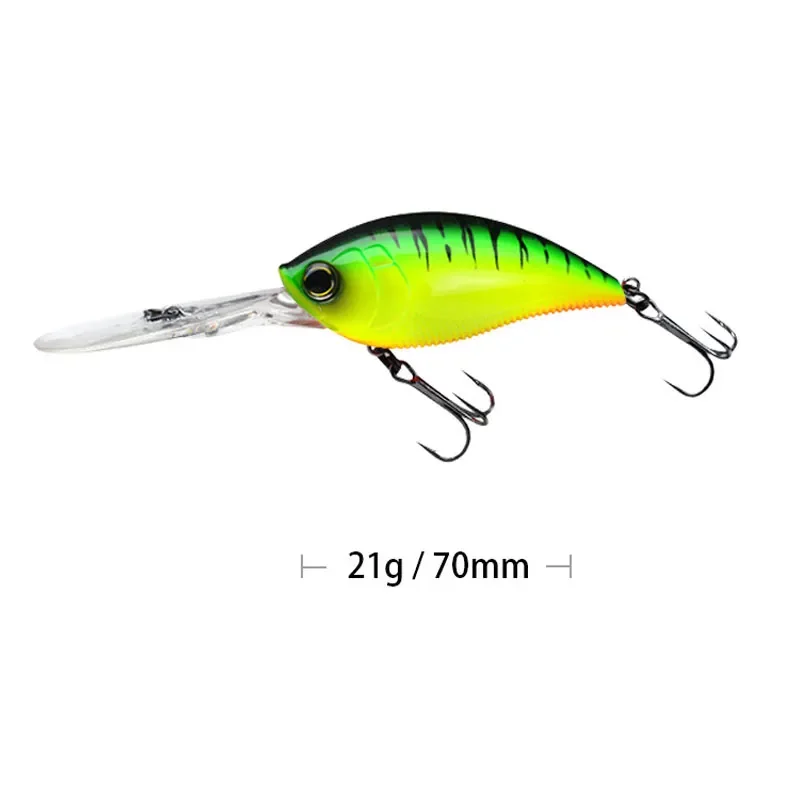 Señuelo de pesca Crankbait, 2 uds., 70mm, 21g, cebos duros artificiales, Jerkbait Wobbler, aparejos de pesca, cebo de manivela de lengua larga de agua salada - imagen 2