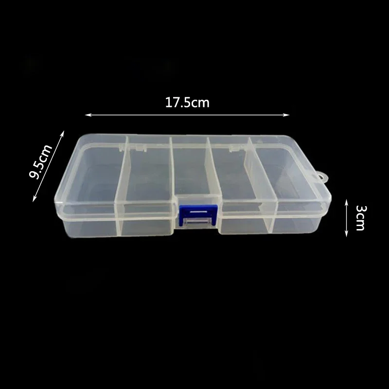 Caja de plástico para aparejos de pesca, 5 compartimentos, caja de almacenamiento, aparejos portátiles, organizador multifuncional, cajas de pesca - imagen 5