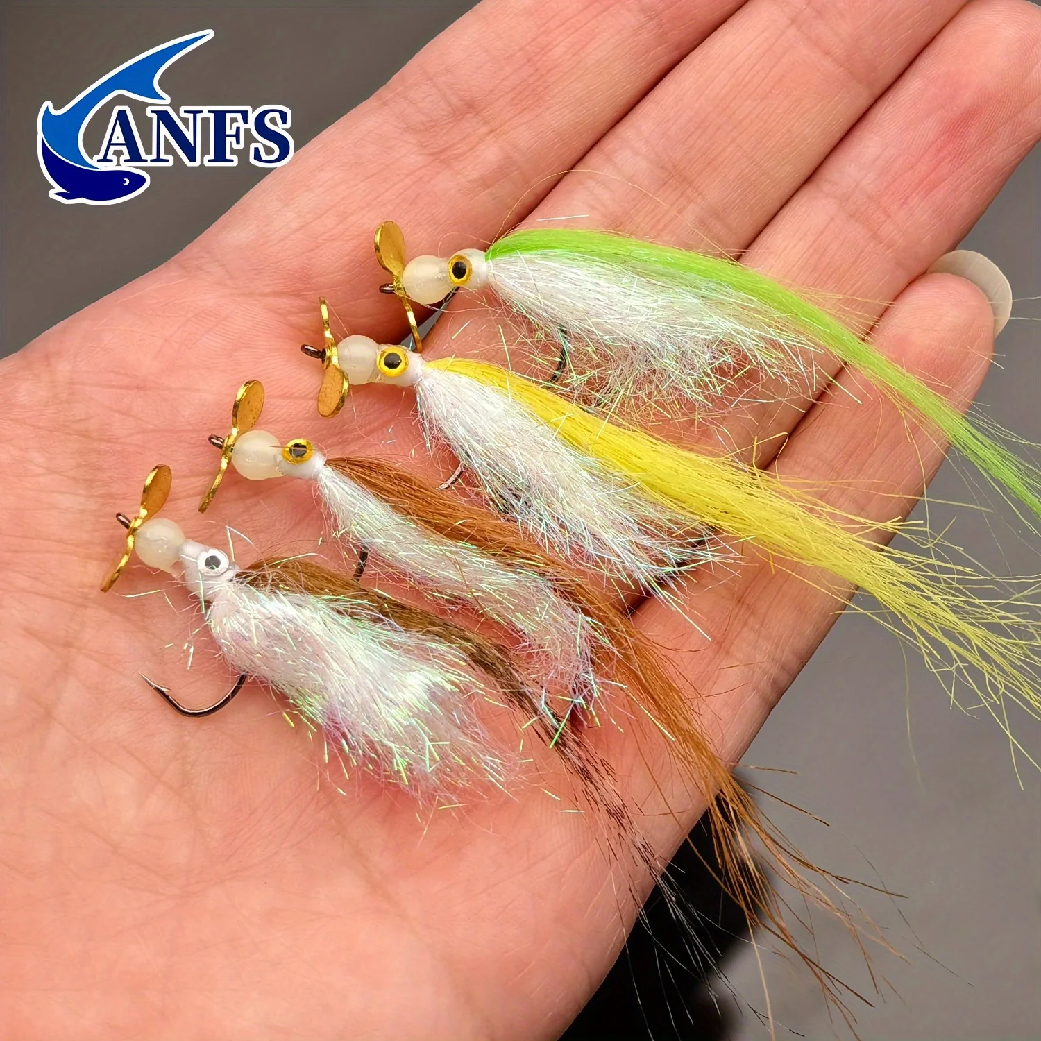 ANFS 4 moscas Premium Streamer, serpentina de pesca con mosca de rayón para trucha, lubina, salmón, Lucio - imagen 4