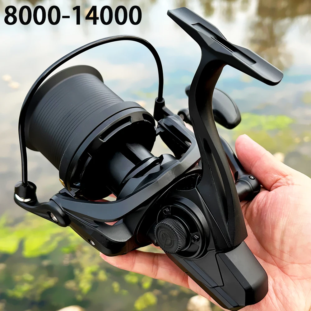 Carretes de pesca giratorios grandes 8000 9000 10000 12000 rueda de fundición larga arrastre 20KG carrete potente para pesca de carpa barco de mar bobina de pescado - imagen 2