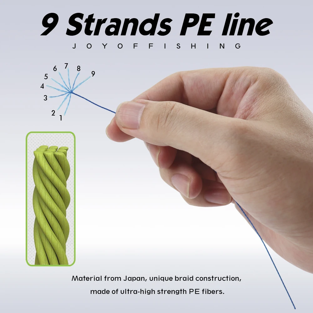 JOF-sedal de pesca de 9 hebras, hilo de pesca trenzado de PE fuerte, multifilamento, herramienta duradera, 300/500/1000M - imagen 3