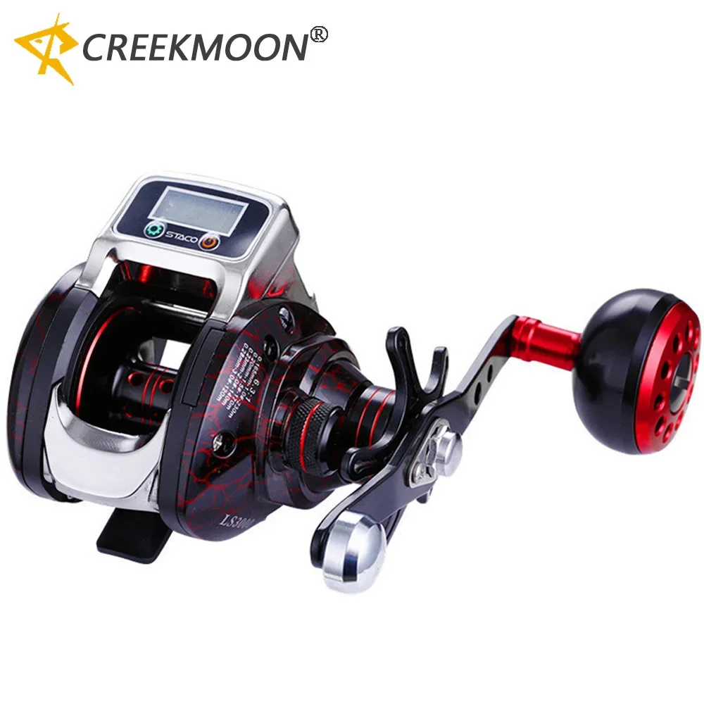 Carrete de Baitcasting de Metal, contador de línea, pantalla Digital LED, carrete de señuelo, cebo de pesca, carrete de pescado de fundición, carga USB de litio