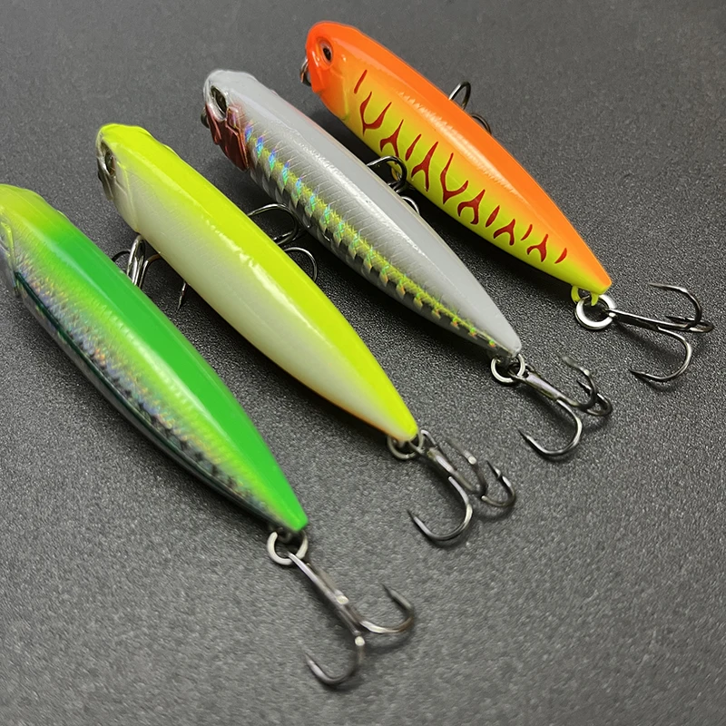 Señuelos tipo lápiz de superficie de 5,5g y 65mm, pesca para lubina, bagre, cebo duro Artificial de fundición larga, equipo Wobblers flotantes para caminar al perro - imagen 4