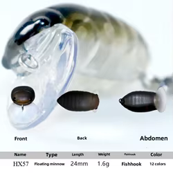 SWOLFY 1 Uds Mini Señuelos de Pesca Crankbait 1,6g/24mm pequeños pececillos flotantes Wobblers cebo Artificial duro aparejos de pesca