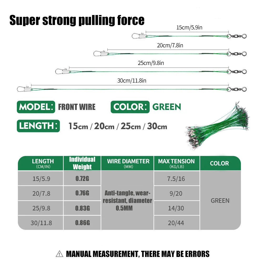 Línea de pesca de acero antimordida de fuerza de tracción súper fuerte de 15-30cm con accesorios de señuelo de pesca giratorios con hebilla giratoria - imagen 3