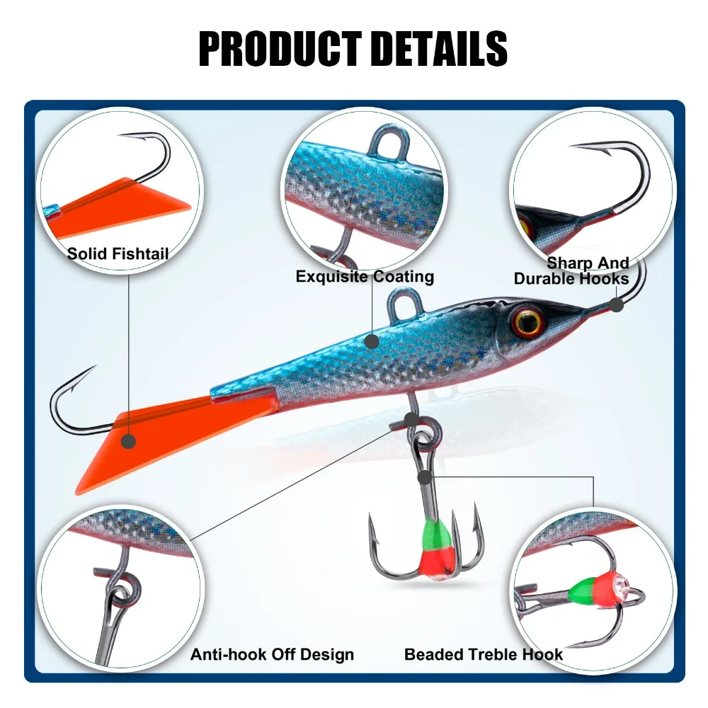 Goture-señuelo de pesca en hielo, cebo duro Artificial, Jigging, equilibrado, Wobbler, ojos 3D, 40mm, 12g, Invierno - imagen 4
