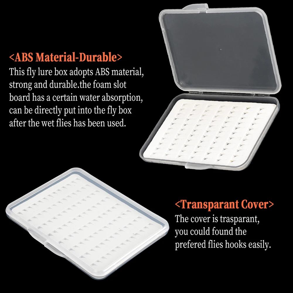 WIFREO-caja de anzuelos de Pesca con mosca, con espuma, resistente al agua, Ninfa, caja delgada para moscas, equipo de Pesca transparente S M L, caja de aparejos de Pesca - imagen 4