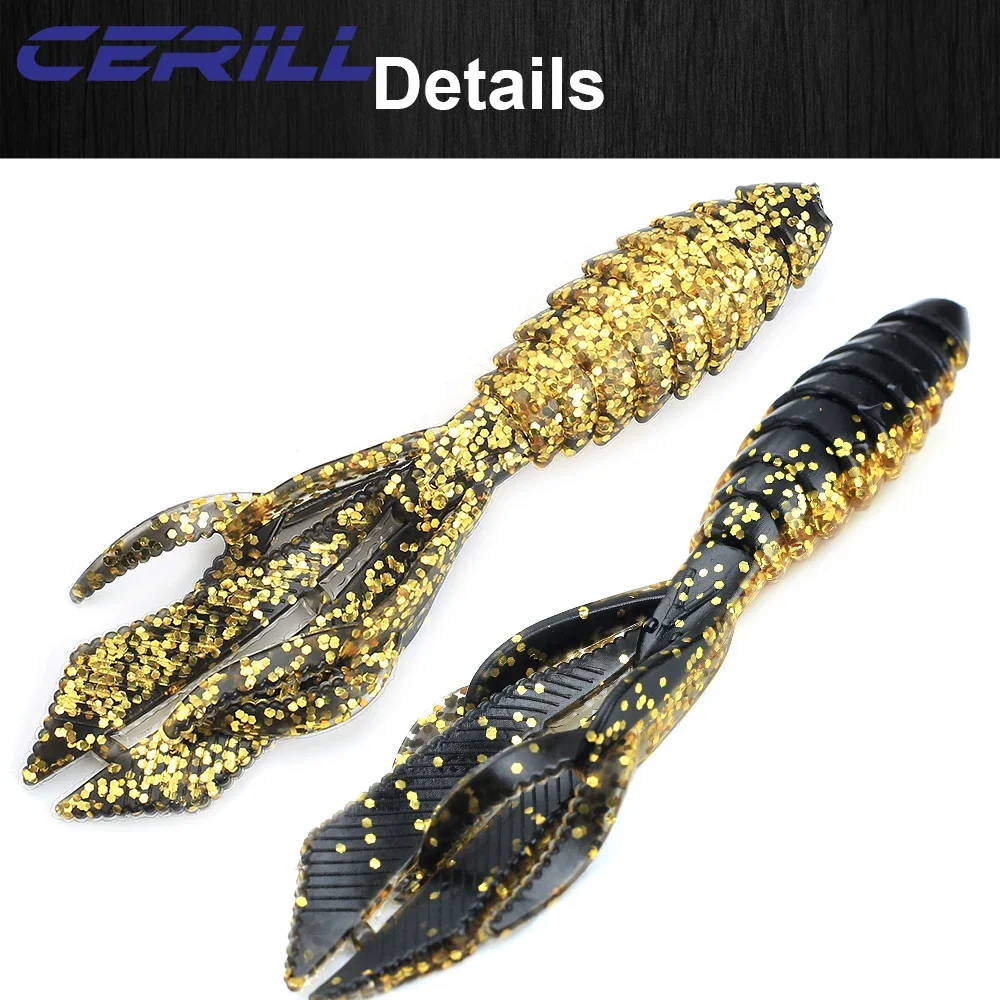 Cerill 5 unids/lote 12cm 13g plástico Craw señuelo de pesca suave cebo de camarón silicona Bass Pike Shiner Jigging Wobbler Minnow Swimbait - imagen 4