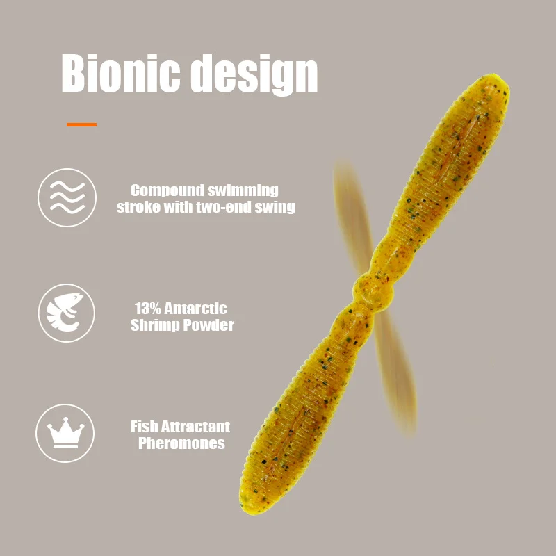 DONGDING-señuelo suave hundido por gravedad altamente específico, 4 pulgadas, 8,5g, 10 unidades por paquete, cebo de pesca en polvo de camarón antártico 13% altamente simulado - imagen 2