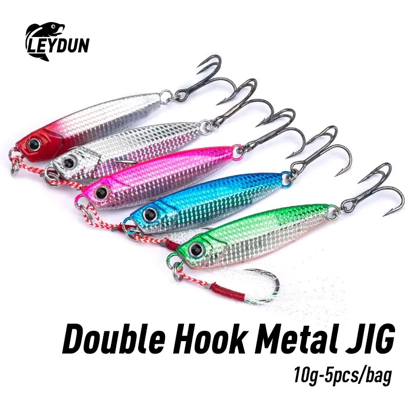 Japen-cuchara de plantilla fundida de Metal, juego de 5 uds., señuelo de pesca de 10G, 15G, 20G, orilla de barco de mar, fundición larga, Jigging lento, Señuelos de pesca de mar, trucha