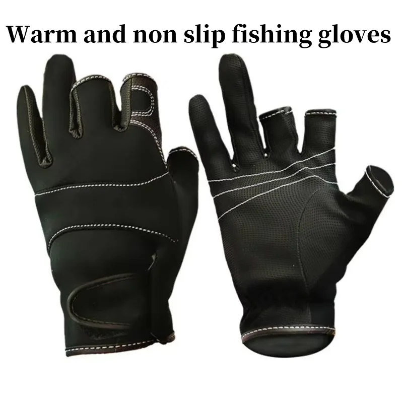 Herfst en winter outdoor vishandschoenen met twee blootgestelde vingers anti steek waterdichte non-stick aas antislip vishandschoenen - imagen 2