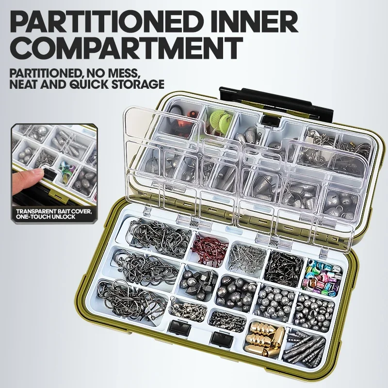 Kit de accesorios para pesca al aire libre, 329/537 Uds., con caja de aparejos, ganchos, plomos giratorios para pesca en agua salada, juego completo de señuelos - imagen 3