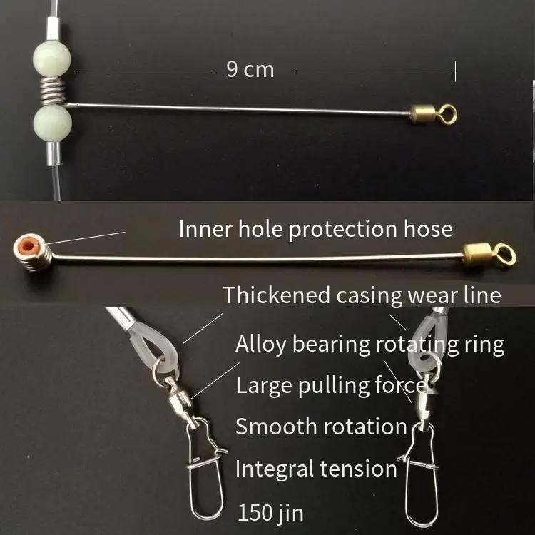 Este giro de pesca presenta un diseño duradero con una manguera de protección de agujeros internos