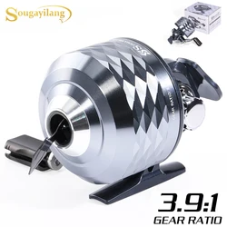 Carrete de pesca tipo bala Sougayilang, rueda de mano de fundición 3,1: 1, carrete de pescado cerrado con línea, rueda de pesca para caza al aire libre