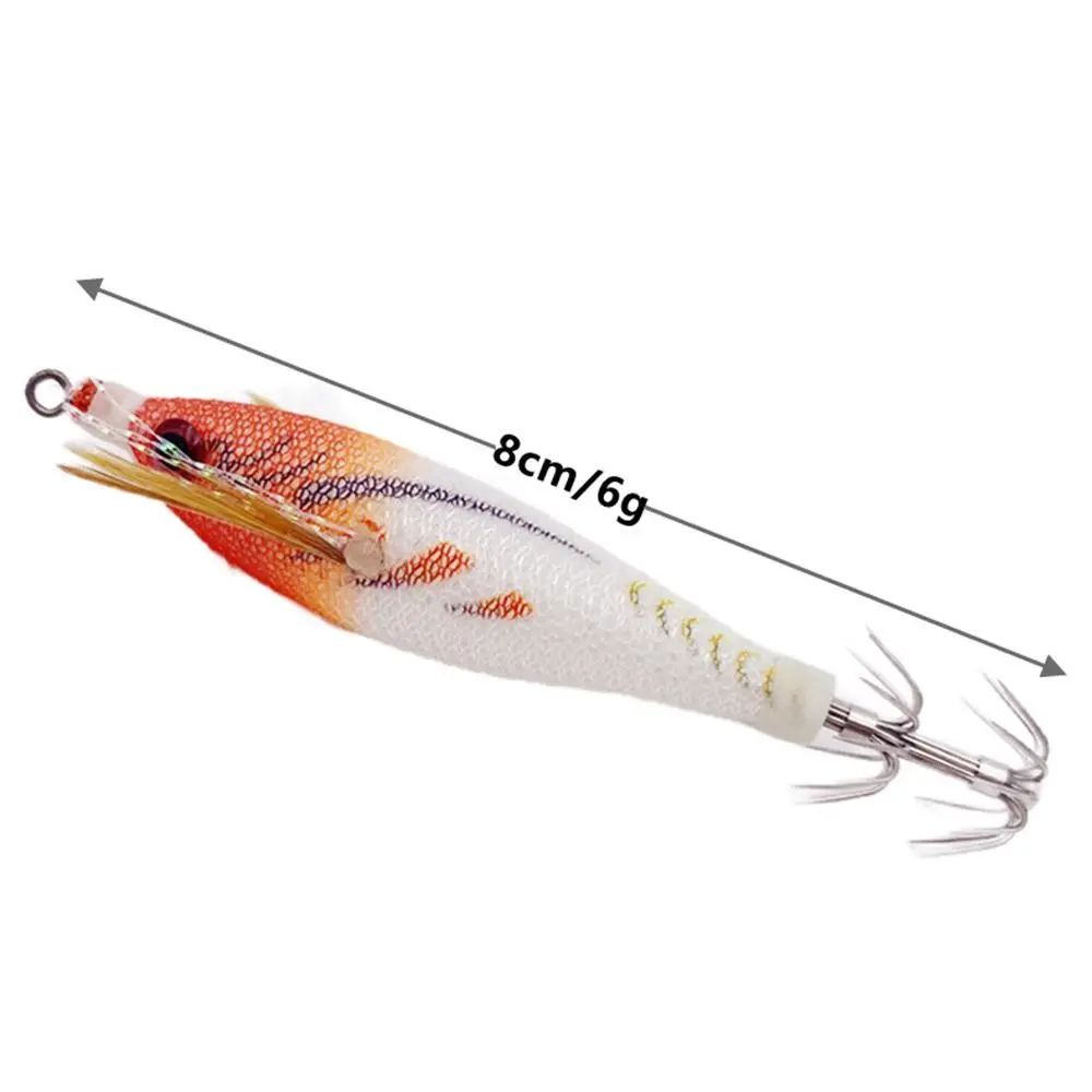 Señuelo de pesca Artificial, anzuelo de calamar noctilucente, sepia, Spinnerbait, camarón de madera para pesca marina, 6g, 8cm, 1 unidad - imagen 3