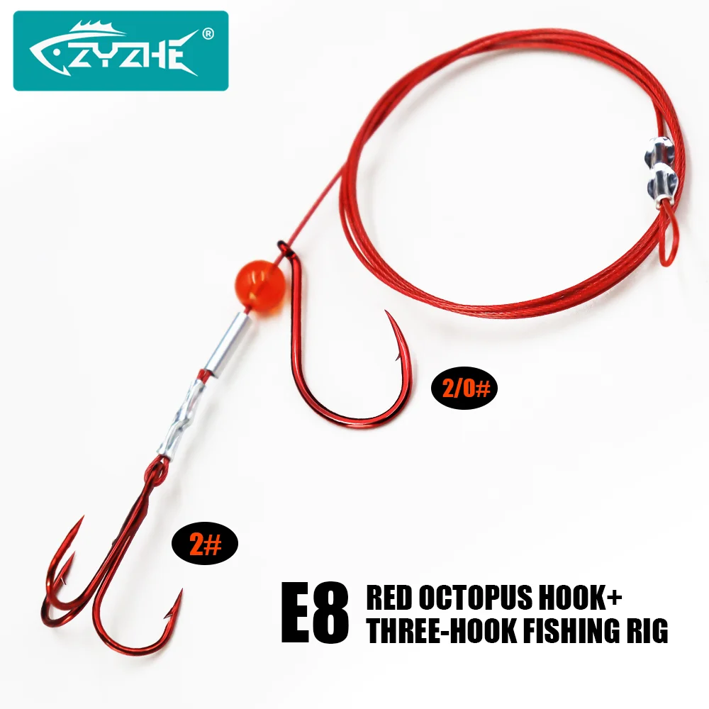 ZYZ-aparejos de pesca con 7x7 hebras, alambre de acero, anzuelo de pulpo rojo afilado y anzuelos triples, aparejos de biat vivos, 1 ud. - imagen 2