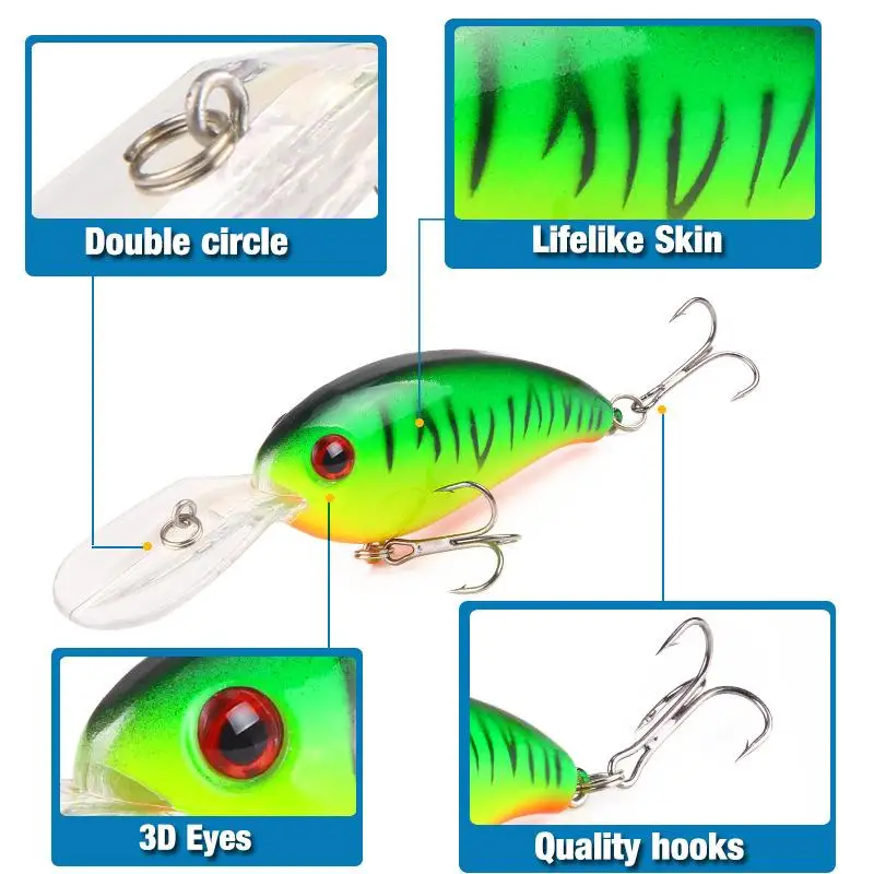Señuelo Crankbait de pesca, Wobblers de buceo, 10cm/13,6g, cebo Artificial de mar con láser flotante con ojos 3D - imagen 4