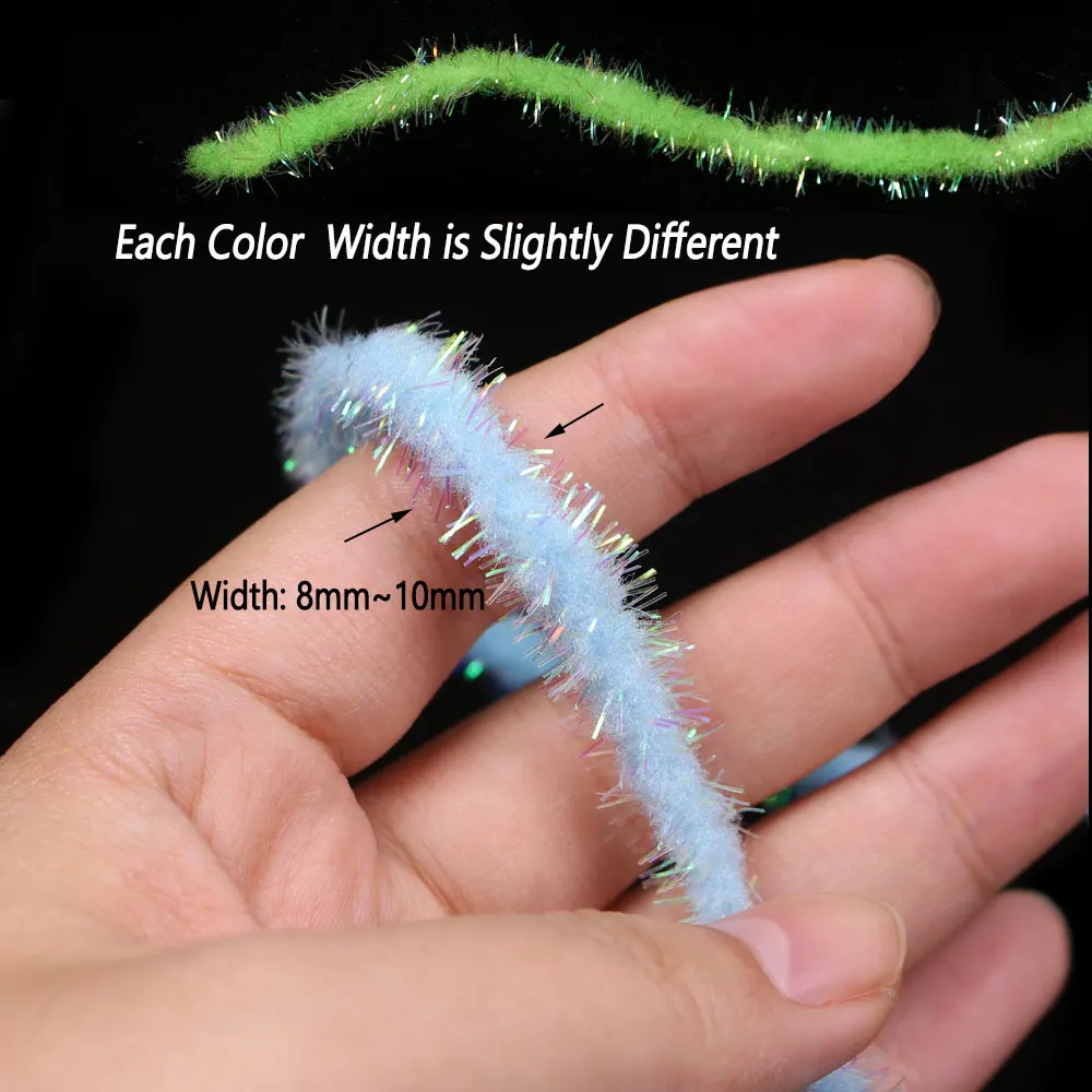 Bimoo-fregona Flash nacarada de 2m, 8 ~ 10mm de espesor, chenilla Flashabou, fregona de fibra Mylar, sanguijuela, serpentina de ninfa, Material de atado de moscas húmedas - imagen 4