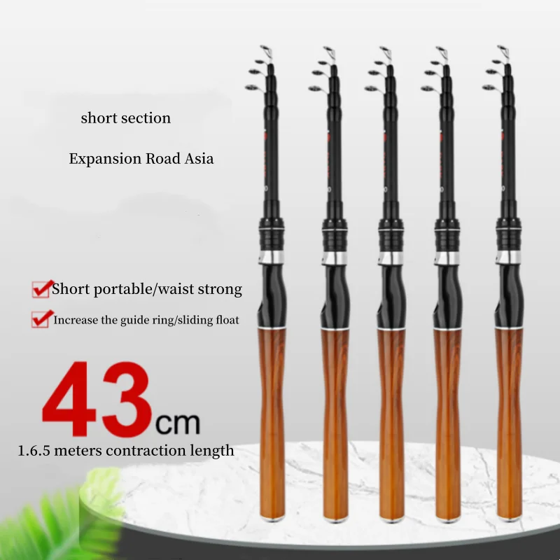 Caña de pescar telescópica con mango de corcho, caña de pescar portátil de fibra de carbono, accesorios de herramientas, caña de pescar para lanzar al aire libre
