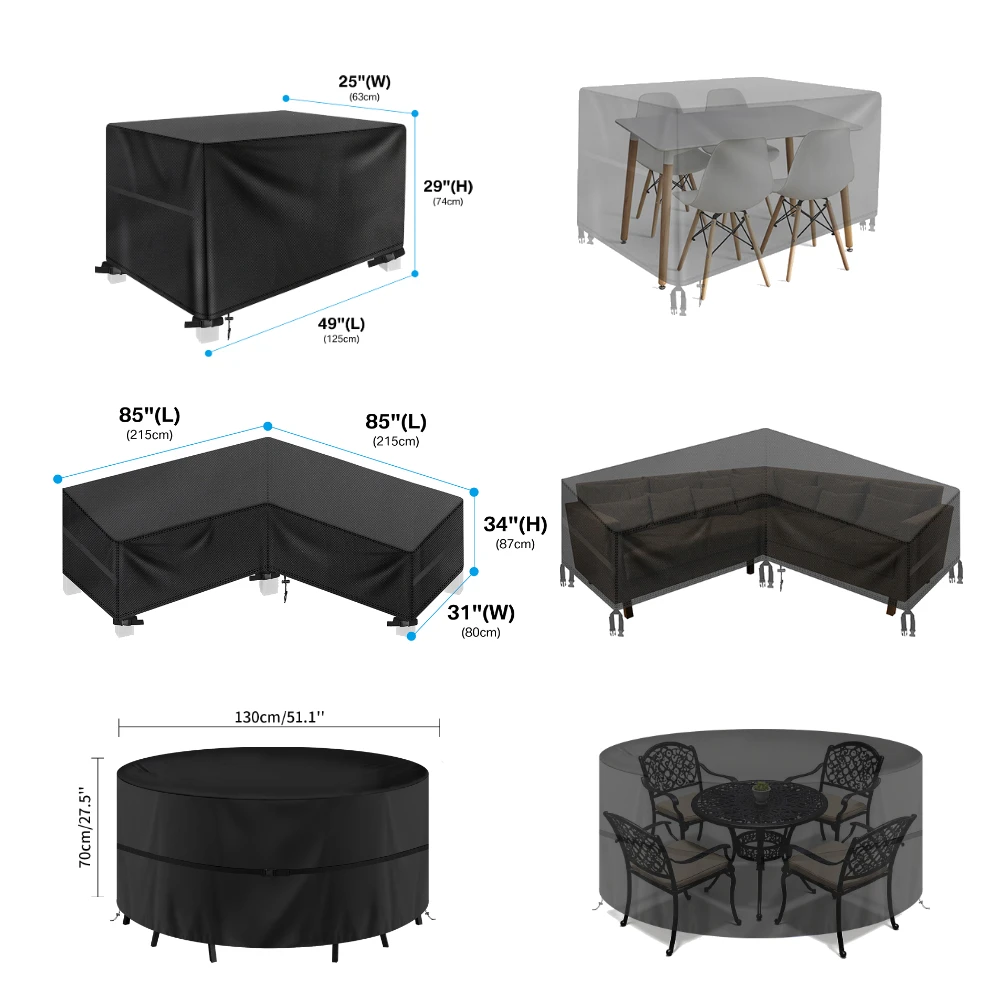 Funda impermeable para mesa de jardín – Oxford 210D con protección UV - imagen 3