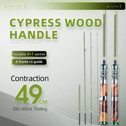 FISHINGFANS 1,50-1,68 m UL mango de madera 1-8g pesca LS GUÍA carbono UL ultraligero viaje caña portátil