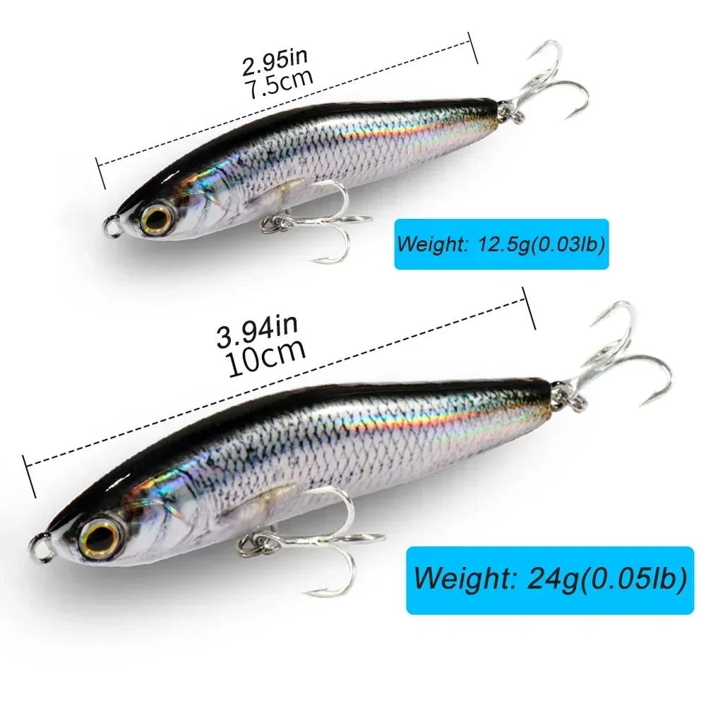Señuelo tipo lápiz que se hunde, sistema de peso de Pesca de 12,5g y 24g, anzuelo Popper Jerkbait, aparejos de Pesca, cebo de silicona fundido para pececillo profundo - imagen 2
