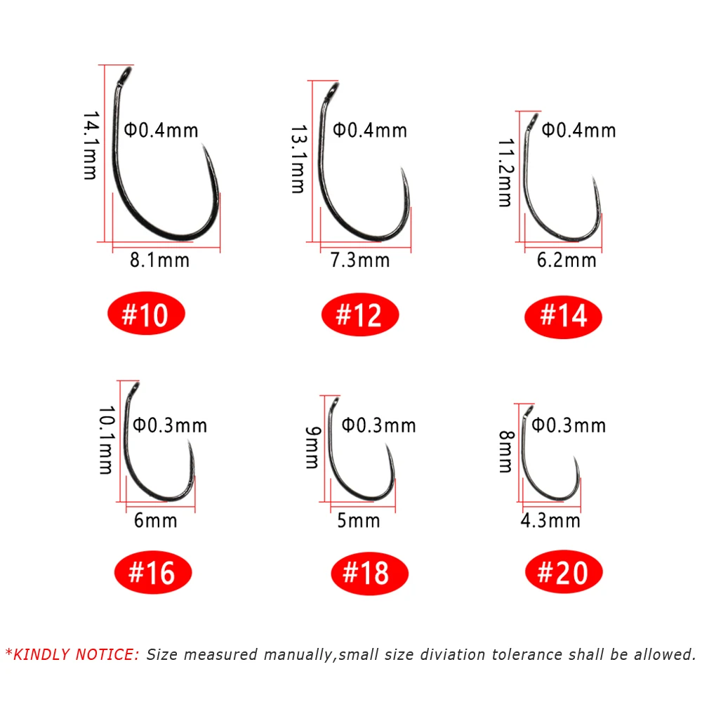 Bimoo-anzuelo curvo de acero de alto carbono, 30 piezas, para Ninfa, mosca seca, señuelos pequeños, trucha, Mosca, Material de anzuelo de pesca - imagen 2
